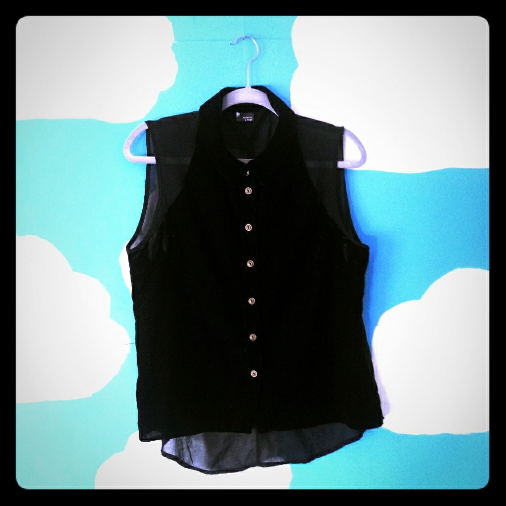 Sparkle & Fade Black Velvet and sheer blouse